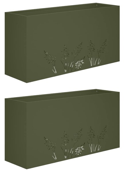 Doniczka ogrodowa 2 szt. Oliwkowy zielony 100 x 20 x 49 cm