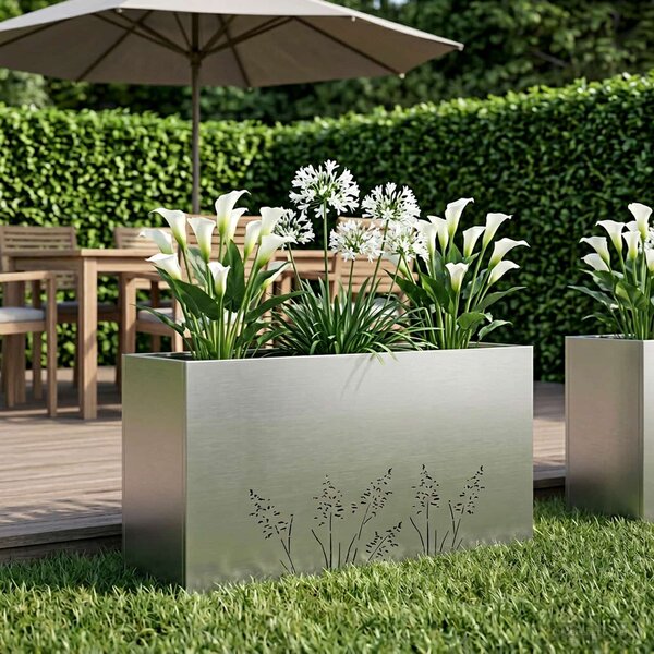 Doniczka ogrodowa srebrny 100 x 20 x 49 cm Stal nierdzewna