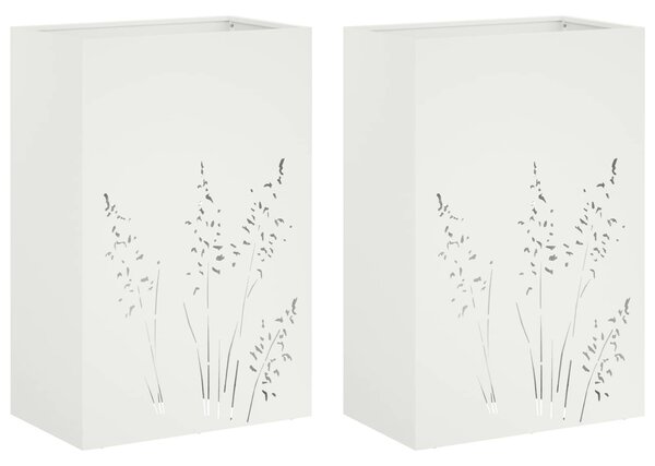 Doniczka ogrodowa 2 szt. Biały 50 x 30 x 75 cm Stal zimnogięta