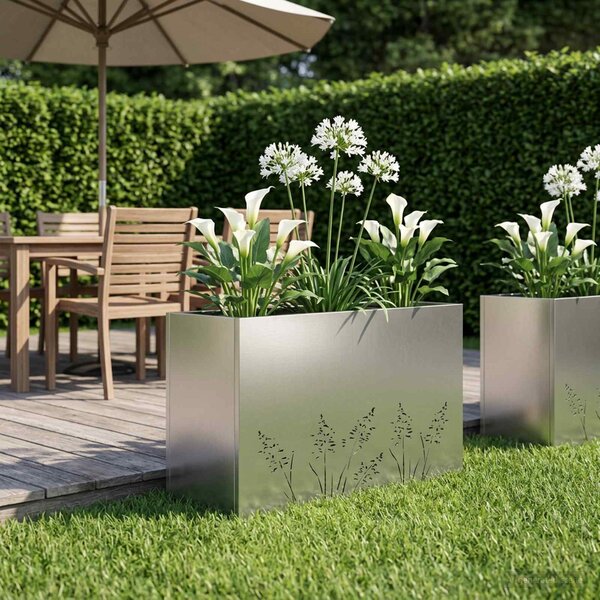 Doniczka ogrodowa srebrny 80 x 20 x 49 cm Stal ocynkowana