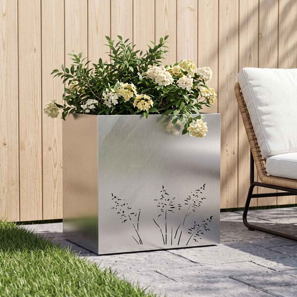 Doniczka ogrodowa srebrny 50 x 30 x 49 cm Stal nierdzewna