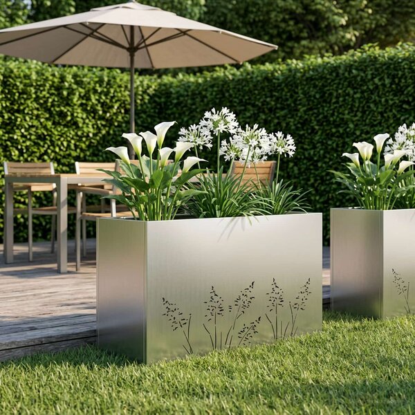 Doniczka ogrodowa srebrny 80 x 20 x 49 cm Stal nierdzewna
