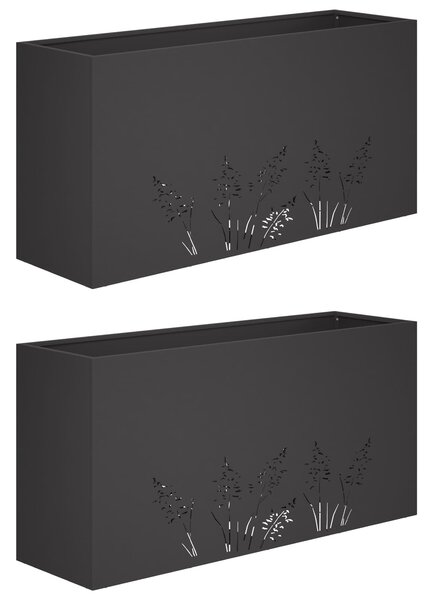 Doniczka ogrodowa 2 szt. Czarny 100 x 30 x 49 cm