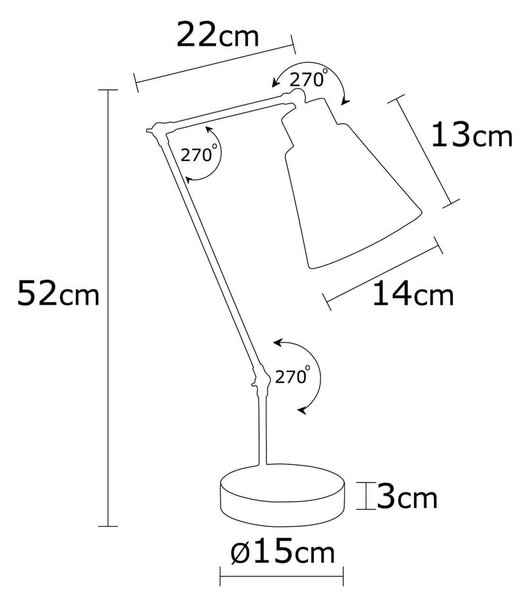 Żółto-czarna lampa stołowa z metalowym kloszem (wysokość 52 cm) Manavgat – Opviq lights