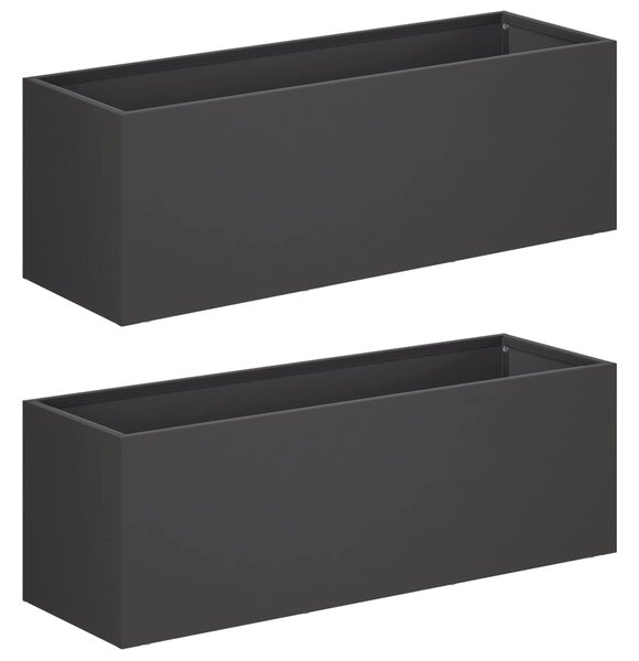 Doniczka ogrodowa 2 szt. Czarny 60 x 20 x 20 cm Stal zimnogięta