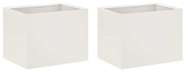 Doniczka ogrodowa 2 szt. Biały 40 x 30 x 30 cm Stal zimnogięta