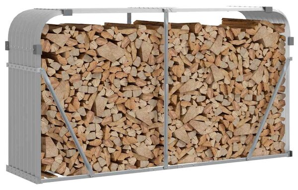 Stojak na drewno, jasnoszary, 180x45x100 cm, stal galwanizowana