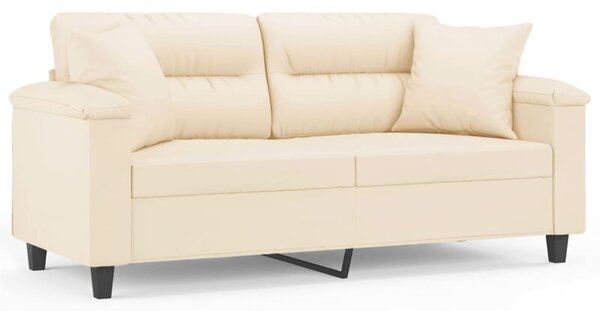 Sofa 2-osobowa z poduszkami, beÅ¼owa, 140 cm, mikrofibra