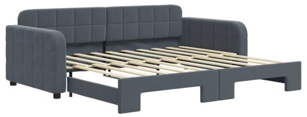 Sofa rozsuwana, ciemnoszara, 90x190 cm, aksamit