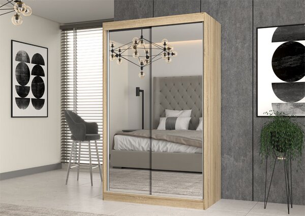 Szafa przesuwna z 2 lustrami 120 cm dąb sonoma G5-W94