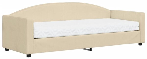 Sofa z materacem do spania, kremowa, 80x200 cm, tkanina