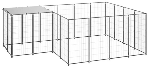 Kojec dla psa, czarny, 6,05 m², stalowy