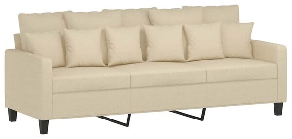 Sofa, 3-osobowa kremowa, 180 cm, tapicerowana tkaninÄ