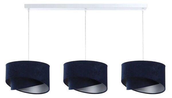 Granatowa potrójna lampa wisząca welurowa - S509-Herva