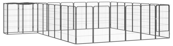Kojec dla psa, 30 paneli, czarny, 50x100 cm, stal