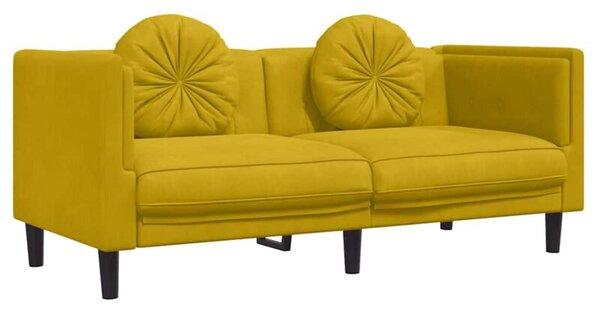 Sofa 2-osobowa z poduszkami, Å¼Ã³Åta, aksamit