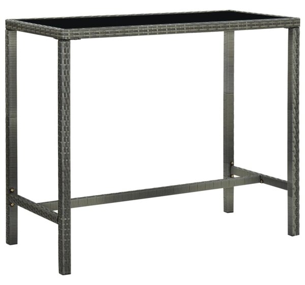 Ogrodowy stolik barowy, szary 130x60x110 cm, polirattan i szkło