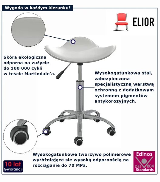 Biały taboret obrotowy na kółkach L6-K95