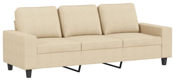 Sofa, 3-osobowa kremowa, 180 cm, tapicerowana tkaninÄ