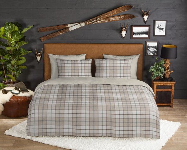 Jasnobrązowa flanelowa pościel dwuosobowa 200x220 cm Bernardus – Good Morning