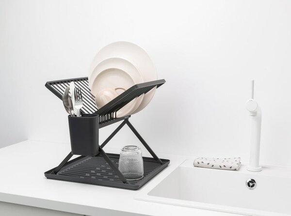 Ciemnoszary metalowy dwupiętowy ociekacz 37x33 cm – Brabantia