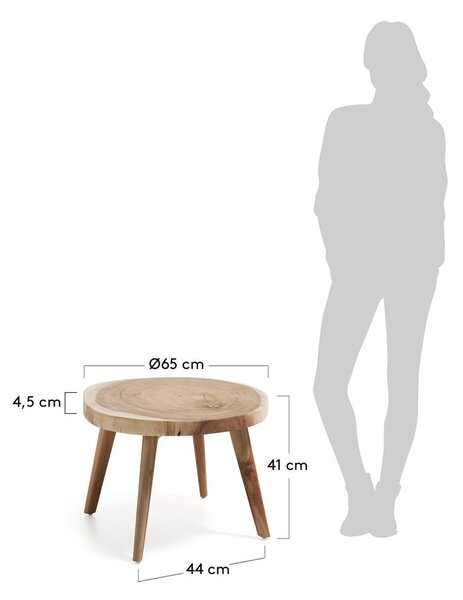 Okrągły stolik z litego drewna munggur ø 65 cm Wellcres – Kave Home