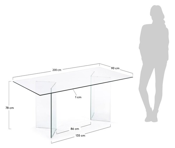 Stół ze szklanym blatem 90x200 cm Burano – Kave Home