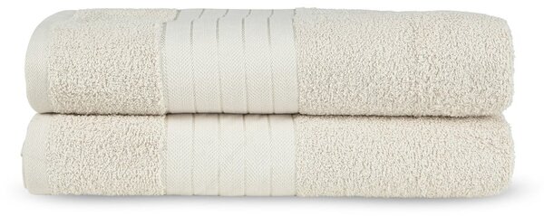 Beżowe bawełniane ręczniki kąpielowe frotte zestaw 2 szt. 70x140 cm – Good Morning