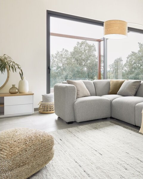 Biała/w naturalnym kolorze lampa stojąca z drewnianym kloszem (wysokość 210 cm) Juhe Ash – Kave Home