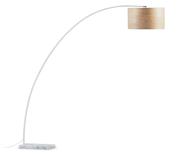 Biała/w naturalnym kolorze lampa stojąca z drewnianym kloszem (wysokość 210 cm) Juhe Ash – Kave Home