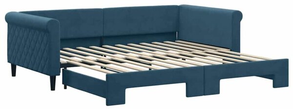 Sofa rozsuwana, niebieska, 100x200 cm, aksamit