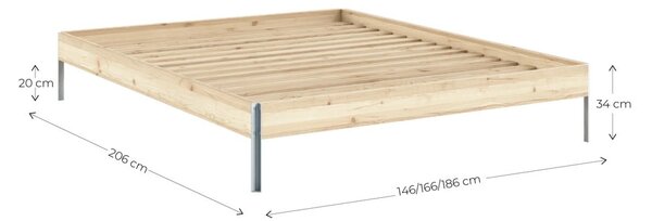 Brązowe łóżko dwuosobowe z litego drewna sosnowego ze stelażem 180x200 cm Core – Karup Design