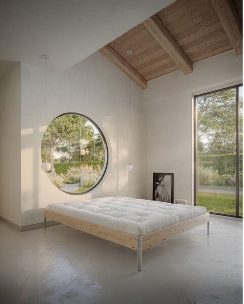 Łóżko dwuosobowe z litego drewna sosnowego ze stelażem 180x200 cm w naturalnym kolorze Core – Karup Design