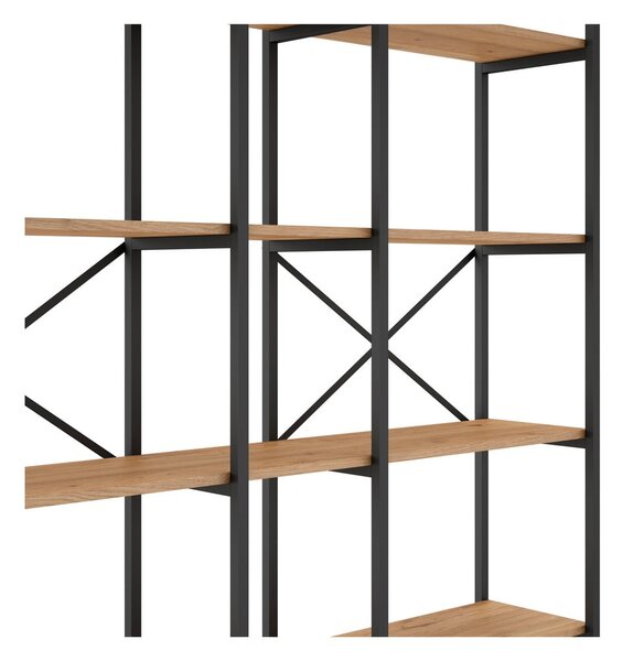 Czarno-naturalny regał w dekorze dębu 144x175 cm Dusan – Marckeric