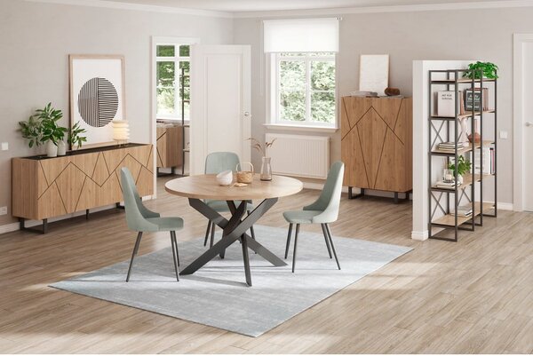 Okrągły stół z blatem w dekorze dębu 120x120 cm Ther – Marckeric