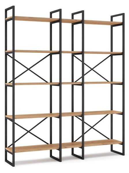 Czarno-naturalny regał w dekorze dębu 144x175 cm Dusan – Marckeric