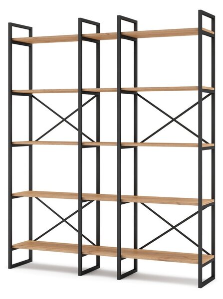 Czarno-naturalny regał w dekorze dębu 144x175 cm Dusan – Marckeric