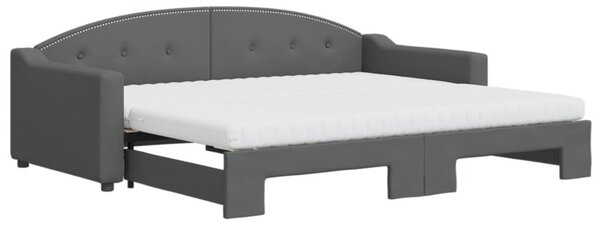Sofa rozsuwana z materacami, ciemnoszara, 90x200 cm, tkanina