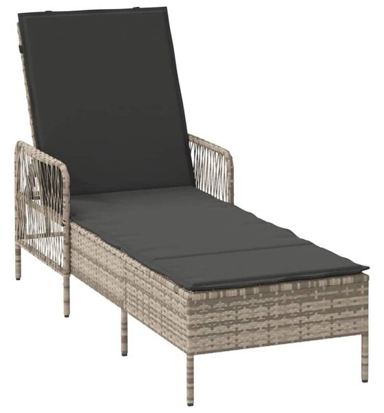 Leżak jasnoszary i ciemnoszary 55 x 200 x 92 cm polirattan