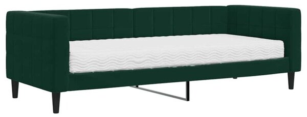 Sofa z materacem do spania, ciemnozielona, 80x200 cm, aksamit