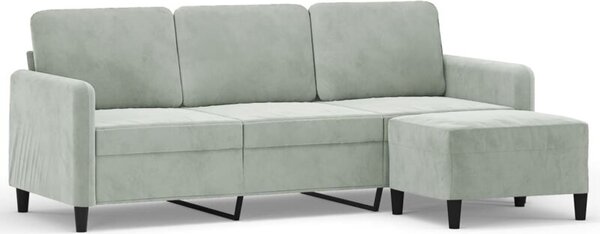 Sofa 3-osobowa z podnÃ³Å¼kiem, jasnoszara, 180 cm, aksamit