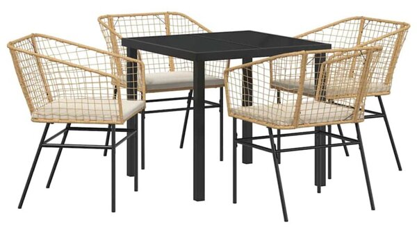 Zestaw Mebli Ogrodowych Komplet Jadalniany 5-Częściowy Brązowy Rattan Na Taras Balkon Ogród