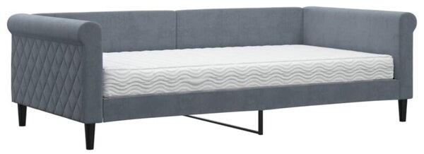 Sofa z materacem do spania, ciemnoszara, 100x200 cm, aksamit