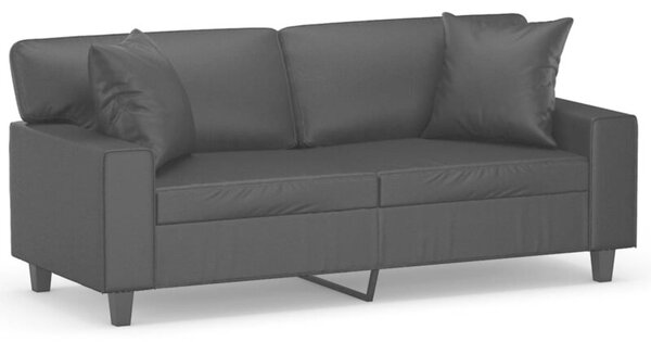 Sofa 2-osobowa z poduszkami, czarna, 140 cm, sztuczna skÃ³ra