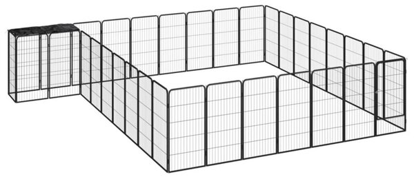 Kojec dla psa, 34 paneli, czarny, 50x100 cm, stal
