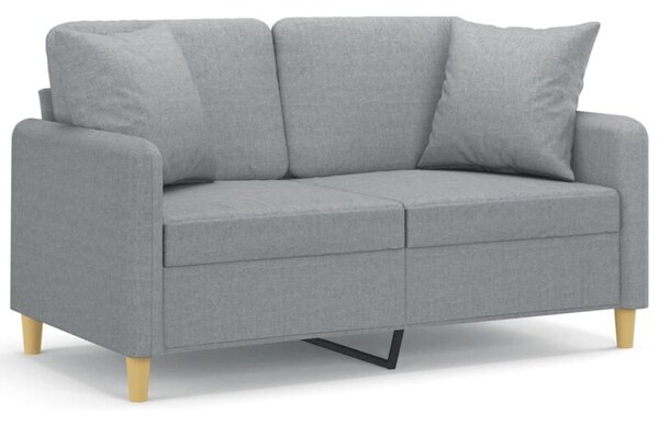 Sofa 2-osobowa z poduszkami, jasnoszara, 120 cm, tkanina