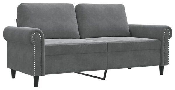 Sofa 2-osobowa, ciemnoszary, 140 cm, tapicerowana aksamitem