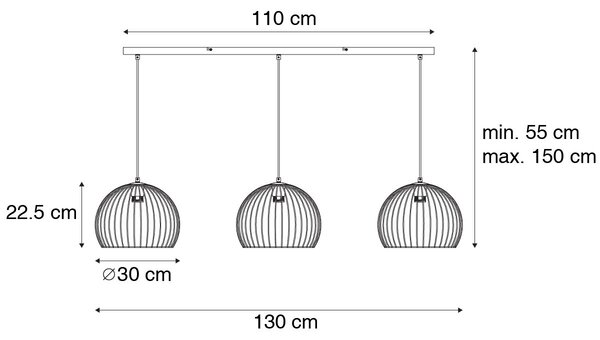 Nowoczesna lampa wisząca czarna 3-światłowa - Koopa