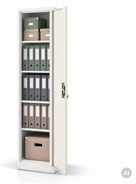 Szafa biurowa metalowa na akta biała/dąb sonoma, 450x1850x400 mm: ALEX Eco Design