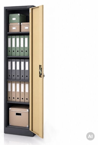 Szafa biurowa metalowa na akta antracytowa/orzech, 450x1850x400 mm: ALEX Eco Design